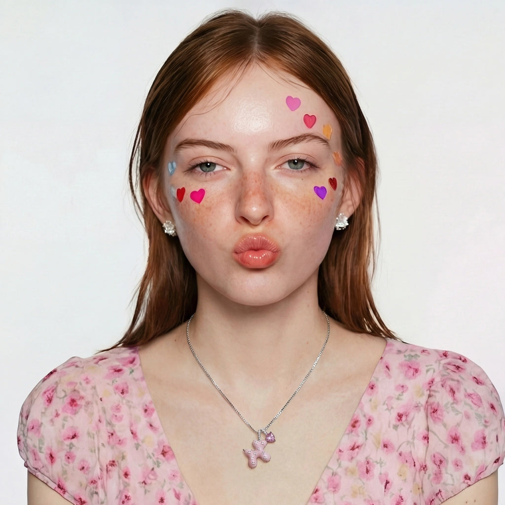 Pink Cross Heart Necklace
